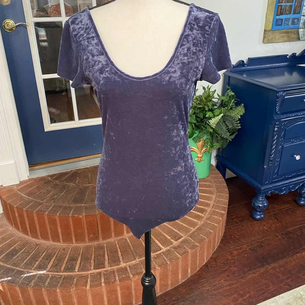 New Without Tag American Eagle Blue Crushed Velvet Bodysuit Tee Size Medium